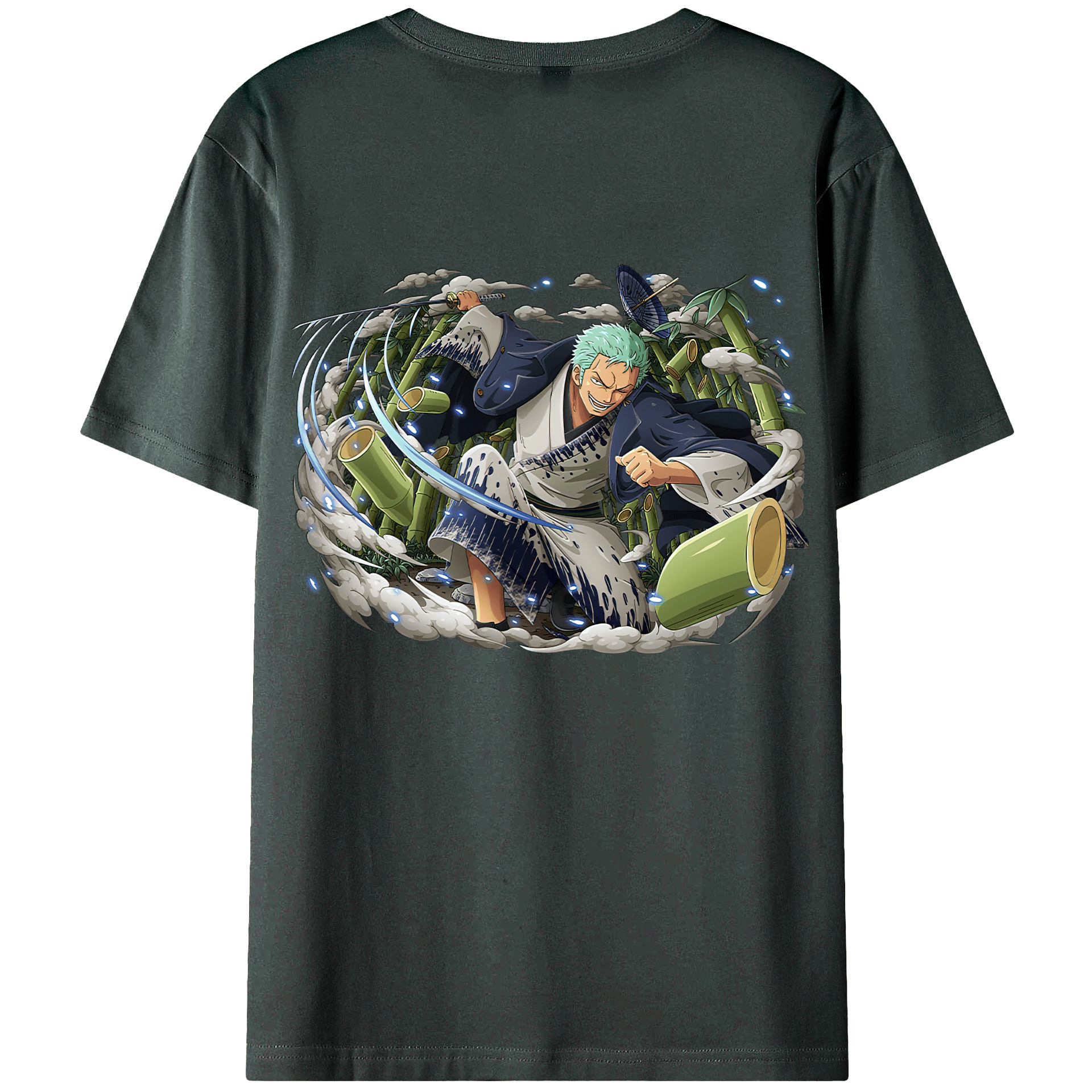 ワンピース ロロノア・ゾロ ONE PIECE Roronoa Zoro 綿100％ メンズ半袖Tシャツ（バックプリント） 通気性